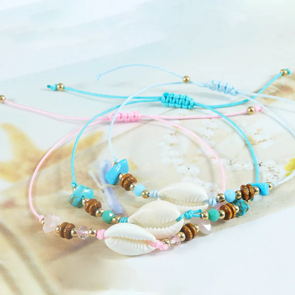 Beach Geometric Mixed Materials Beaded Unisex Drawstring Bracelets