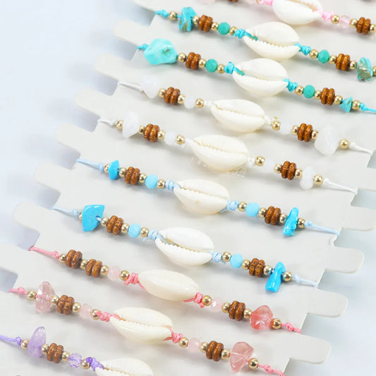 Beach Geometric Mixed Materials Beaded Unisex Drawstring Bracelets