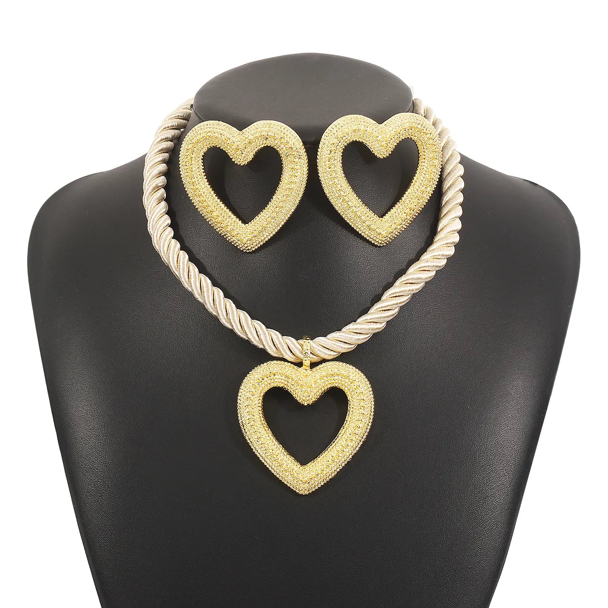 Beach Heart Shape Shell Alloy Braid Rope Women'S Jewelry Set