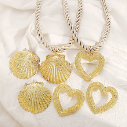 Beach Heart Shape Shell Alloy Braid Rope Women'S Jewelry Set