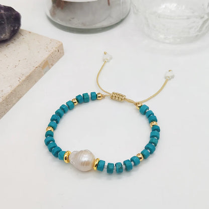 Beach Modern Style Geometric Shell Turquoise Freshwater Pearl Shell Bracelets