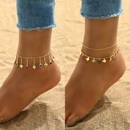 Beach Modern Style Sweet Heart Shape Butterfly Copper Tassel Plating 18k Gold Plated Women's Anklet