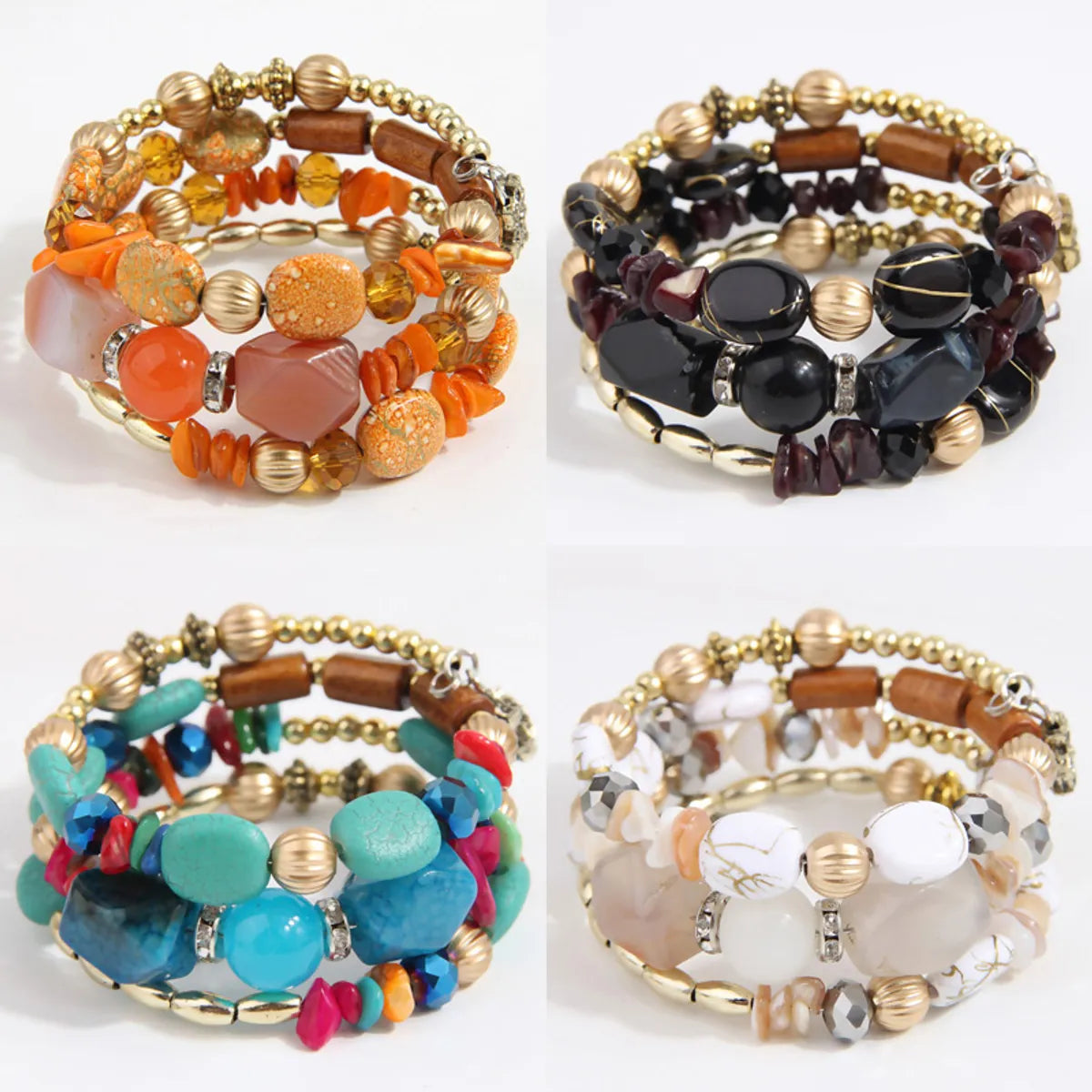 Beach Round Alloy Gravel Beaded Women's Bangle