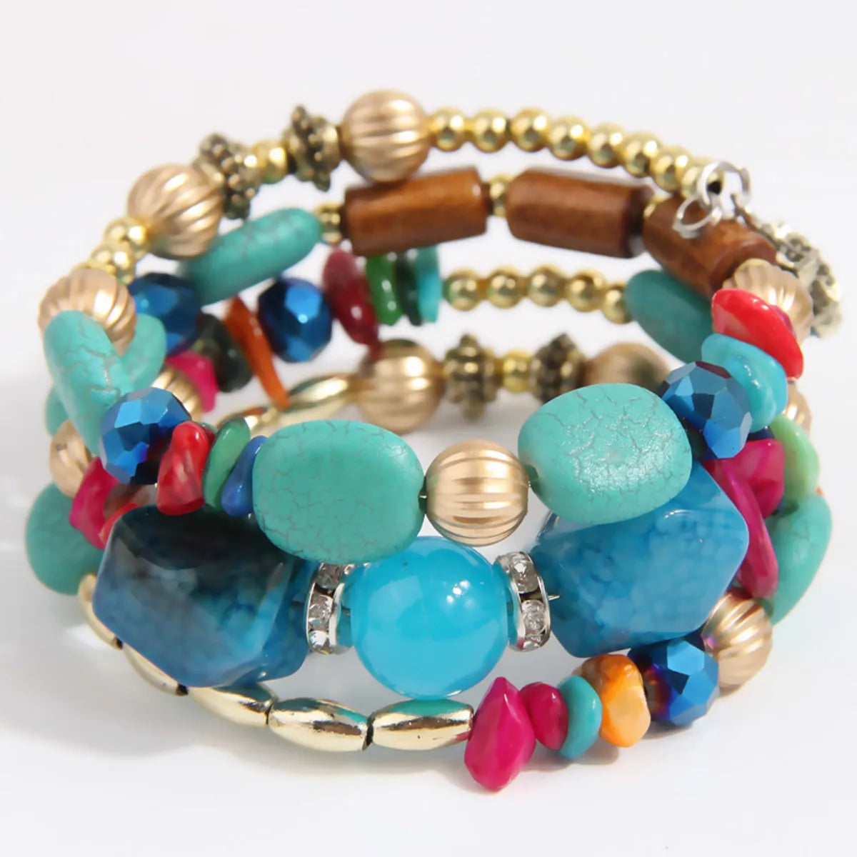 Beach Round Alloy Gravel Beaded Women's Bangle