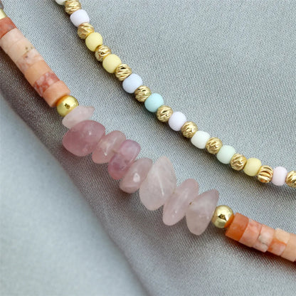 Beach Simple Style Irregular Glass Stone Copper Beaded 18k Gold Plated Women's Necklace