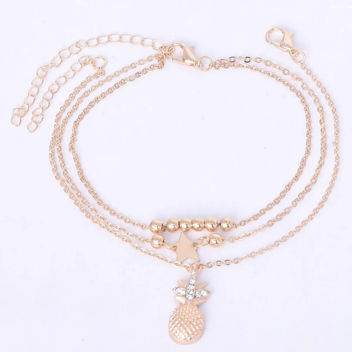 Beach Star Pineapple Alloy Plating Inlay Rhinestones Women's Anklet