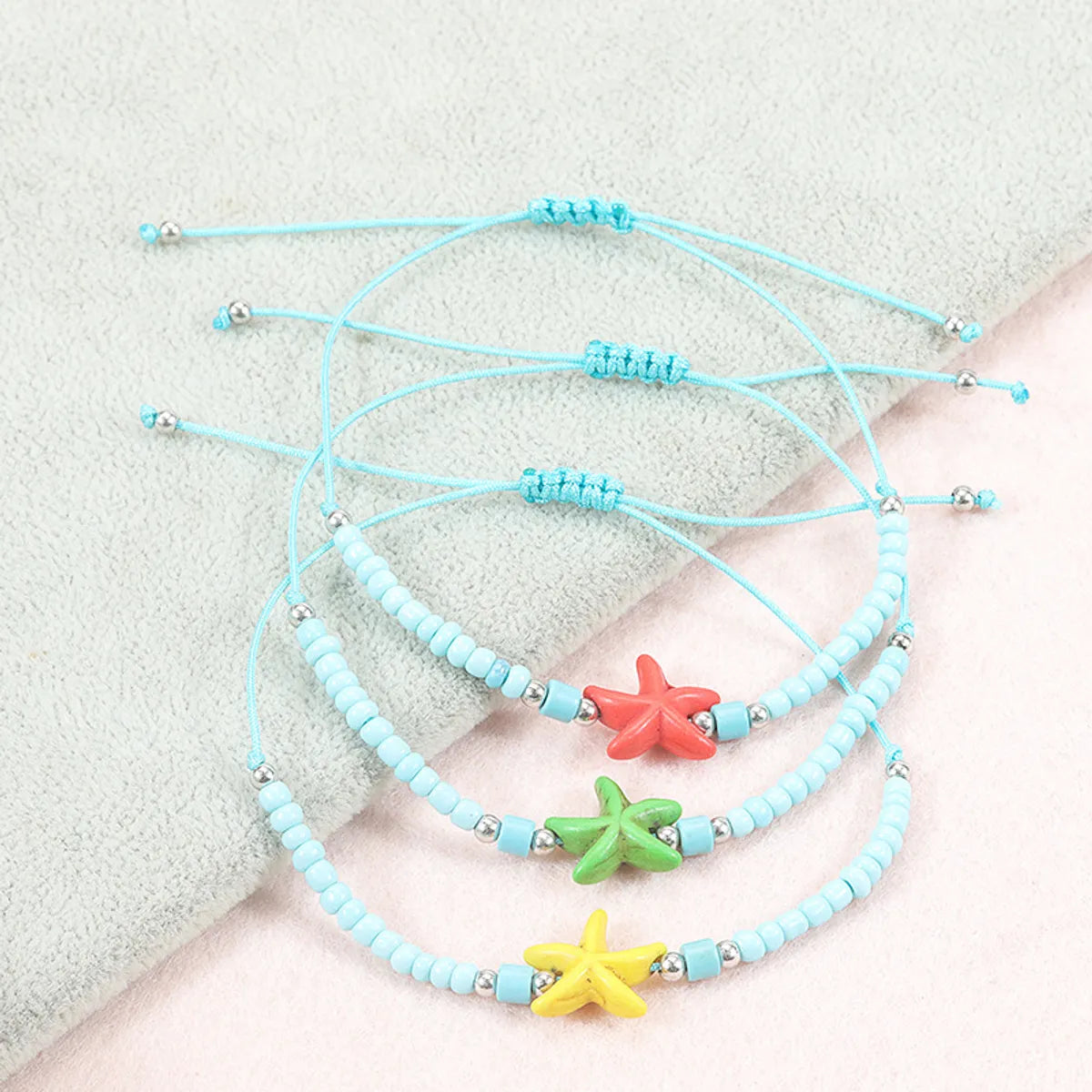 Beach Starfish Glass Beaded Unisex Drawstring Bracelets