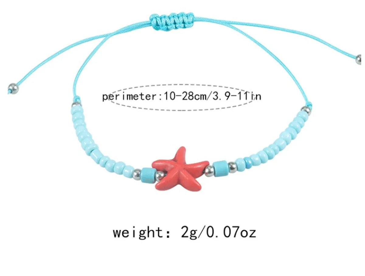 Beach Starfish Glass Beaded Unisex Drawstring Bracelets