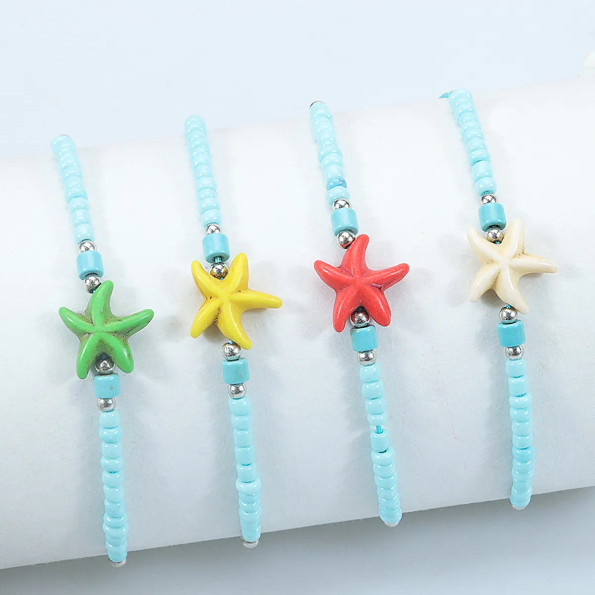 Beach Starfish Glass Beaded Unisex Drawstring Bracelets