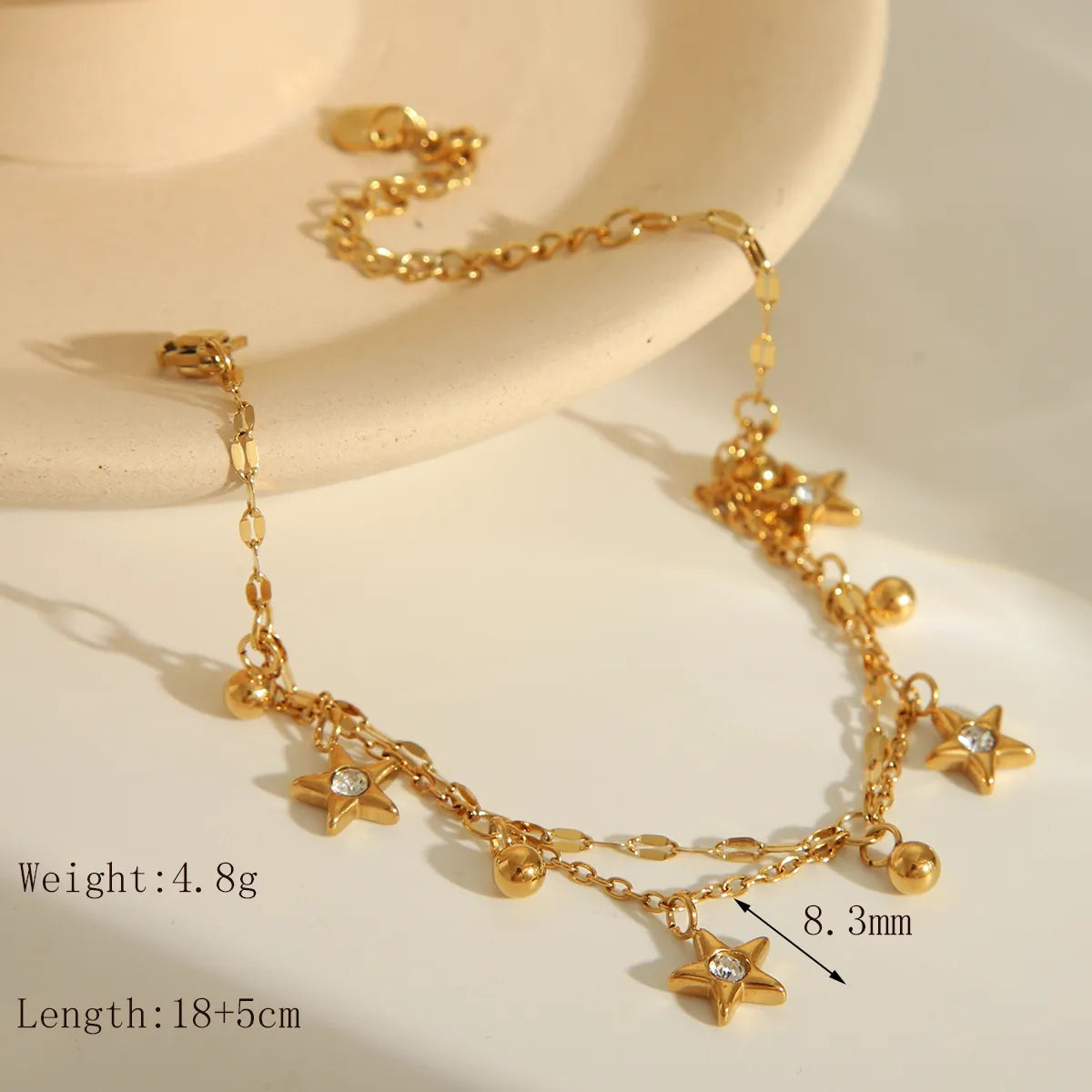 Beach Sweet Artistic Star Flower Butterfly 304 Stainless Steel 18K Gold Plated Zircon Bracelets In Bulk