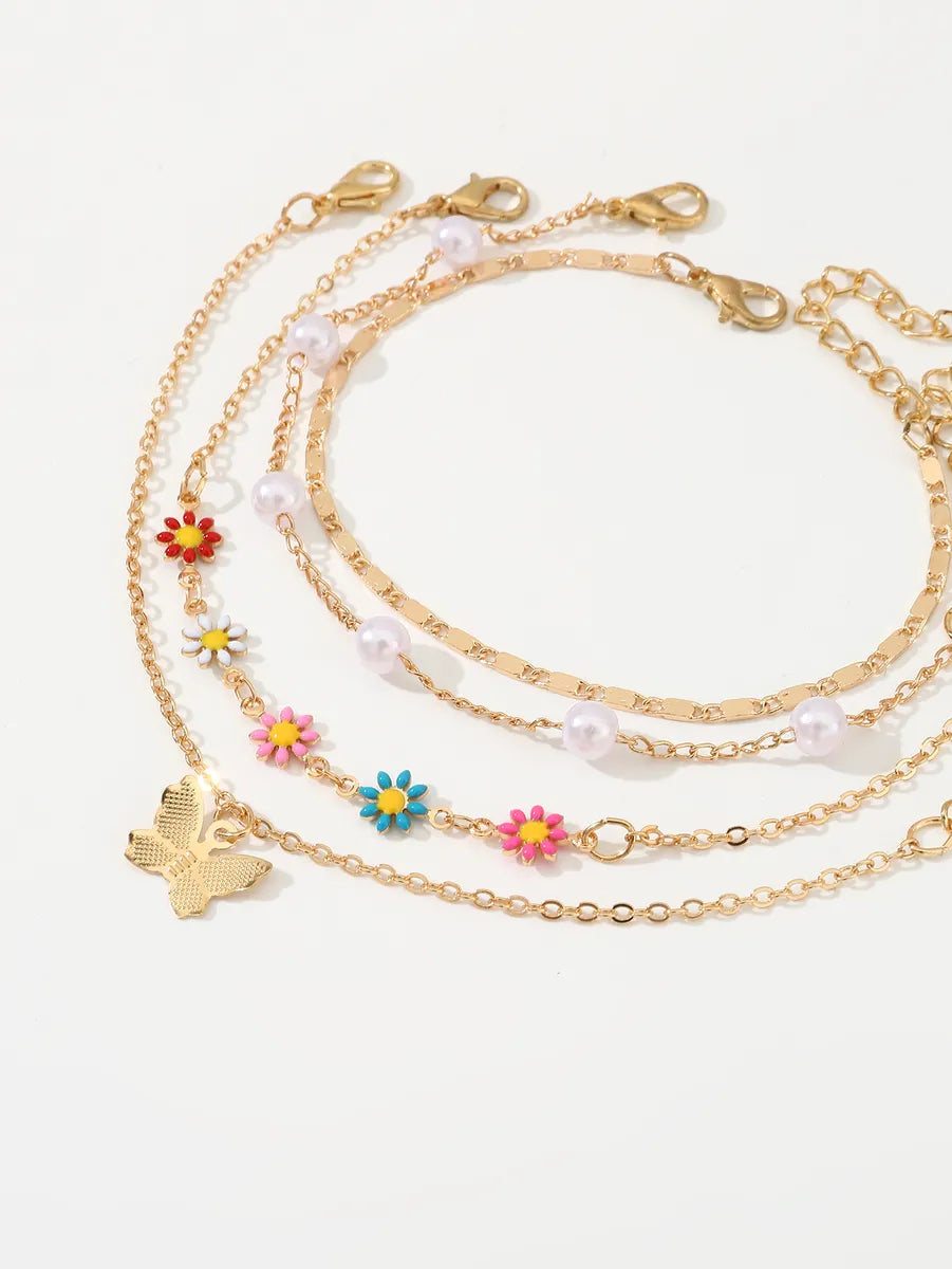 Beach Sweet Flower Butterfly Alloy Wholesale Anklet