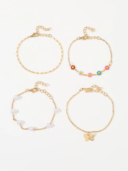 Beach Sweet Flower Butterfly Alloy Wholesale Anklet