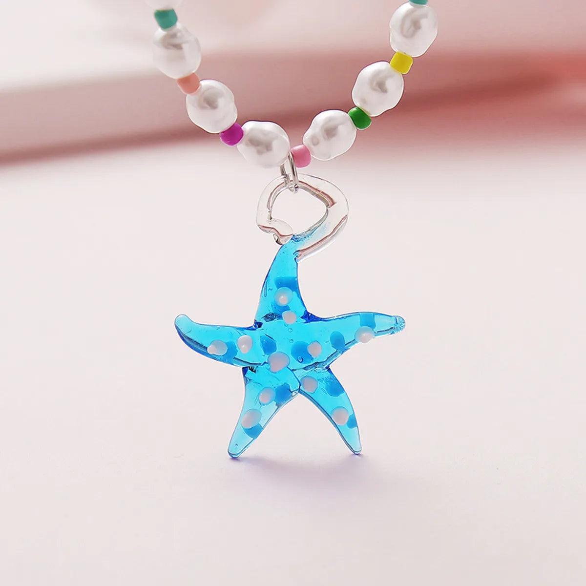 Beach Sweet Starfish Arylic Imitation Pearl Glass Wholesale Pendant Necklace