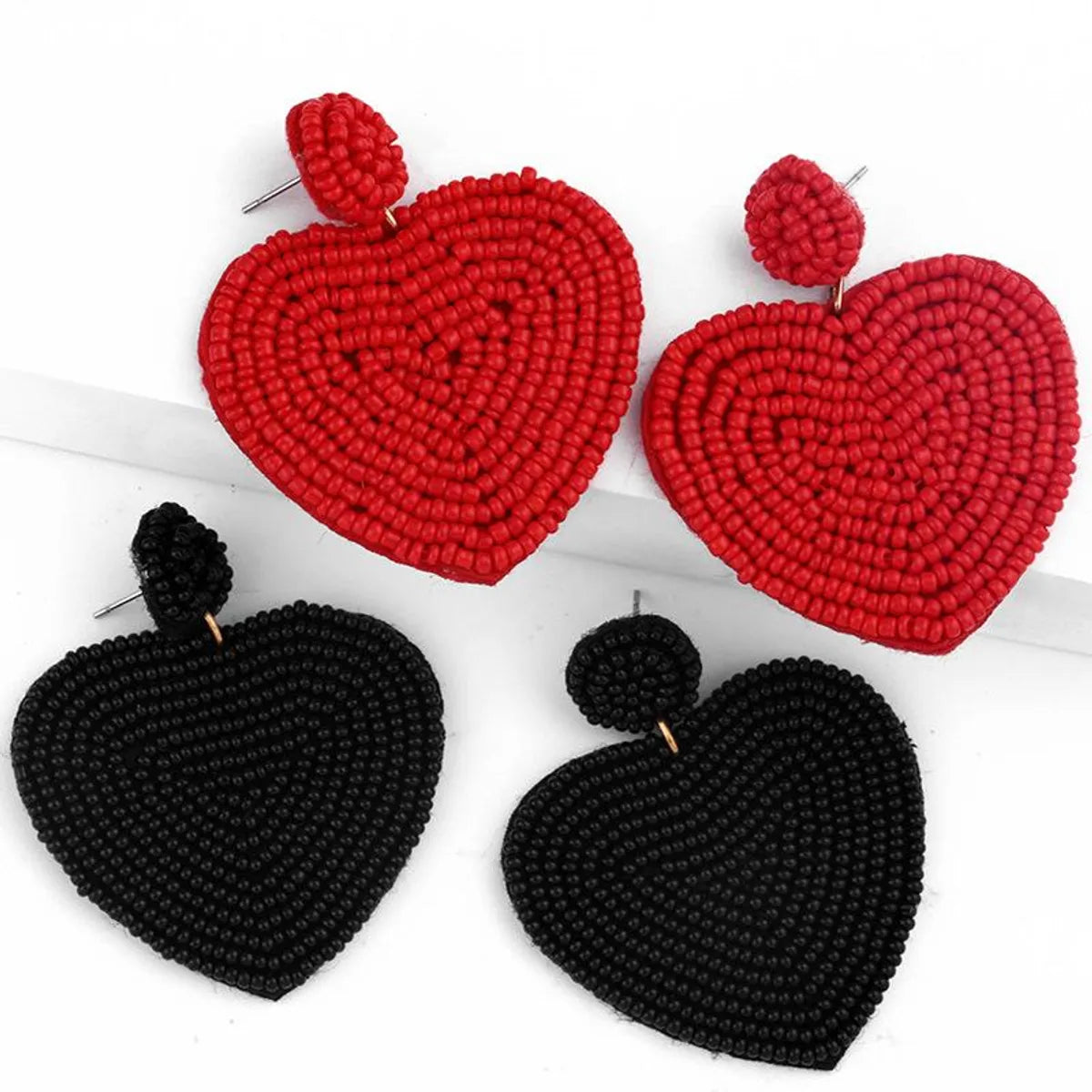 Beaded Heart-shaped Earrings Nhas150813