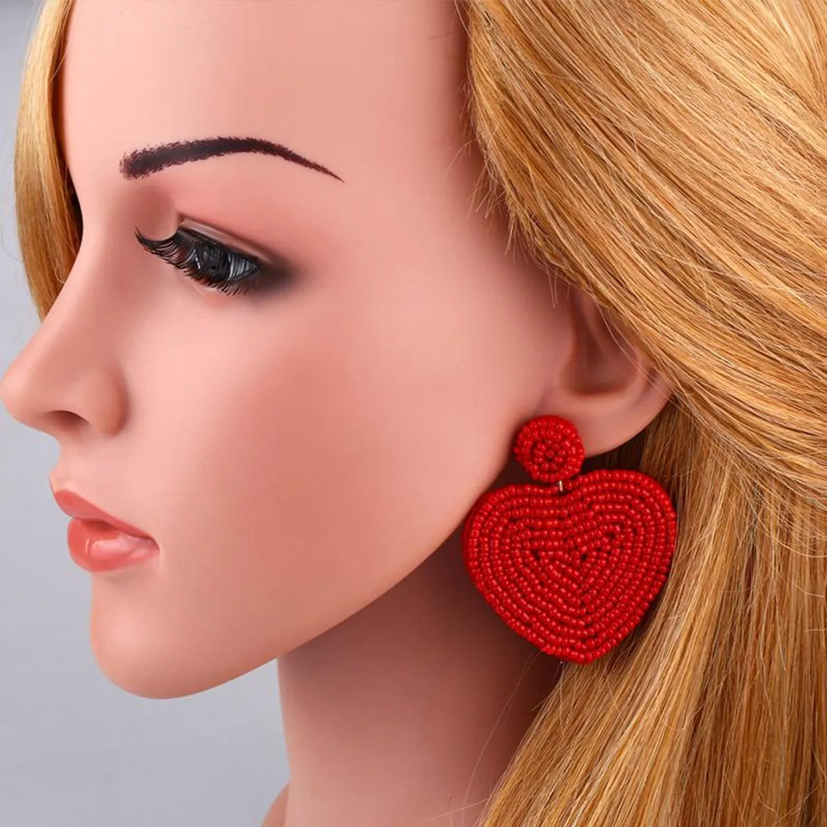 Beaded Heart-shaped Earrings Nhas150813