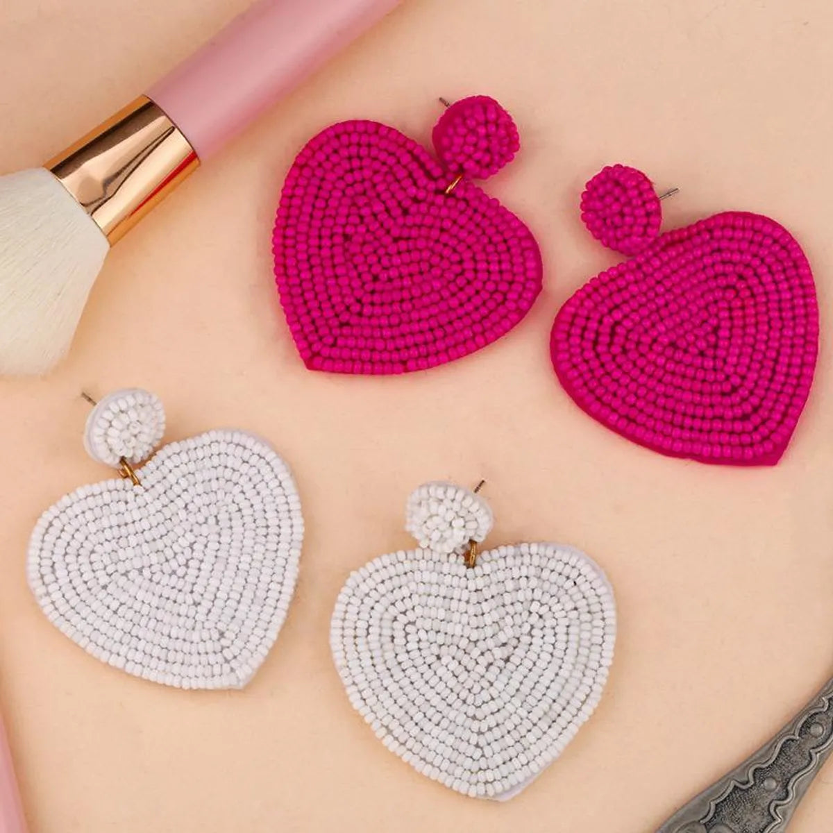 Beaded Heart-shaped Earrings Nhas150813