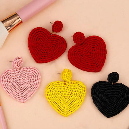 Beaded Heart-shaped Earrings Nhas150813