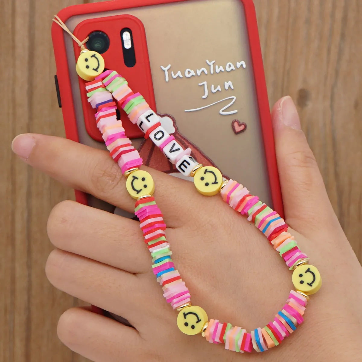 Beaded Mobile Phone Chain Love Irregular Rainbow Smile Soft  Short Mobile Phone Lanyard