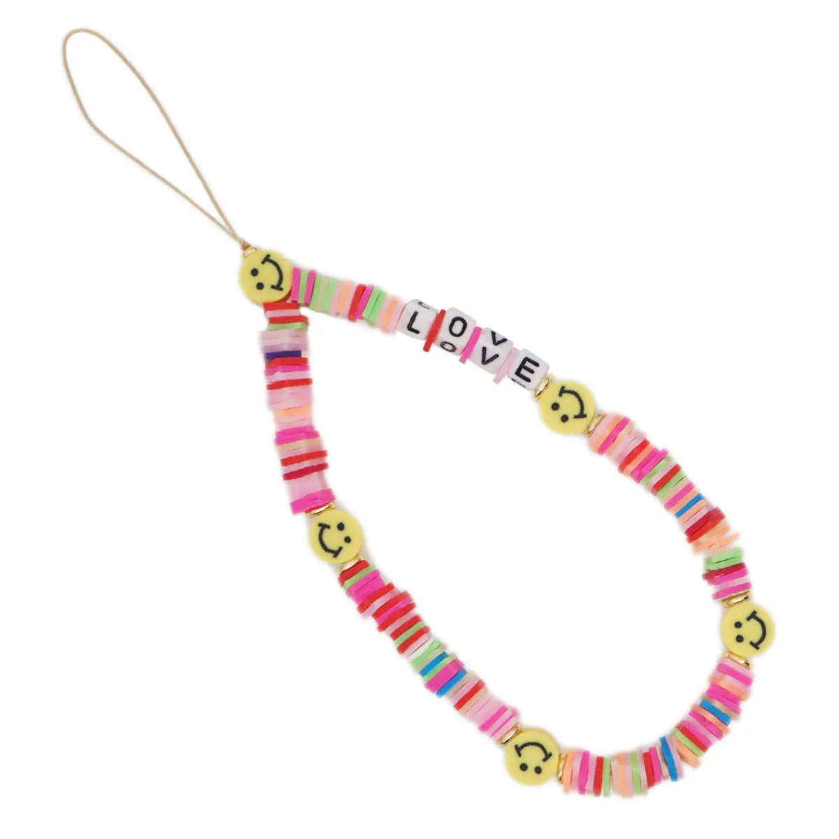 Beaded Mobile Phone Chain Love Irregular Rainbow Smile Soft  Short Mobile Phone Lanyard