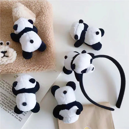 Bear Brooch Hairpin Cartoon Japanese Style Hair Rope Animal Plush Doll Hairband Children'S Headwear Hair Accessories Panda Headband