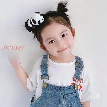 Bear Brooch Hairpin Cartoon Japanese Style Hair Rope Animal Plush Doll Hairband Children'S Headwear Hair Accessories Panda Headband