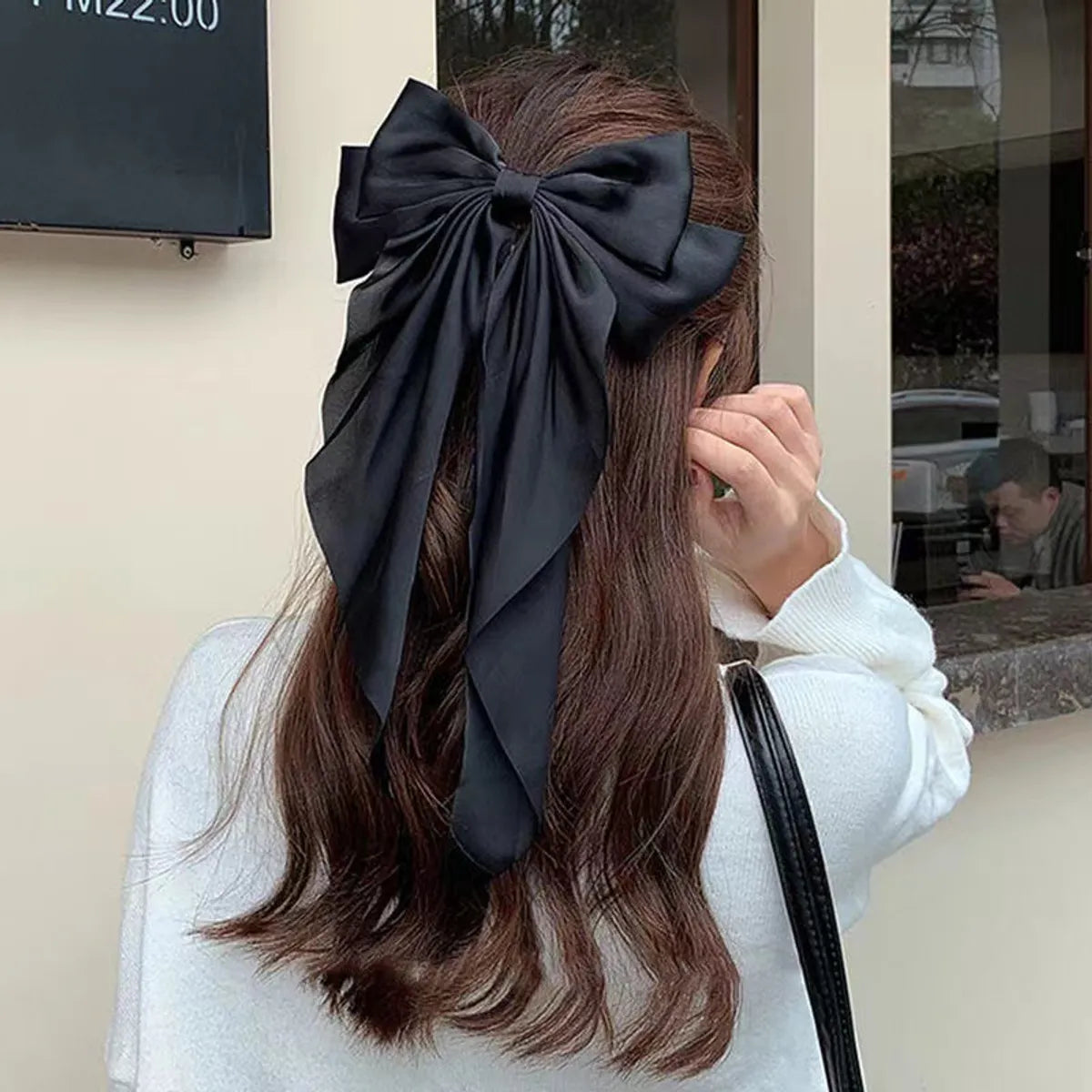 Big Bow Hairpin Red Clip Headwear Hair Rope Women'S Hair Rope Super Fairy Net Red Hair Card Back Of Head Black Hair Accessories