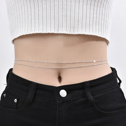 Bikini Double Fashion Ladies Multilayer Pants Casual Alloy Waist Chain