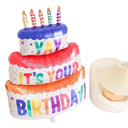 Birthday Cartoon Style Cute Exaggerated Cake Aluminum Film Indoor Outdoor Party Balloons