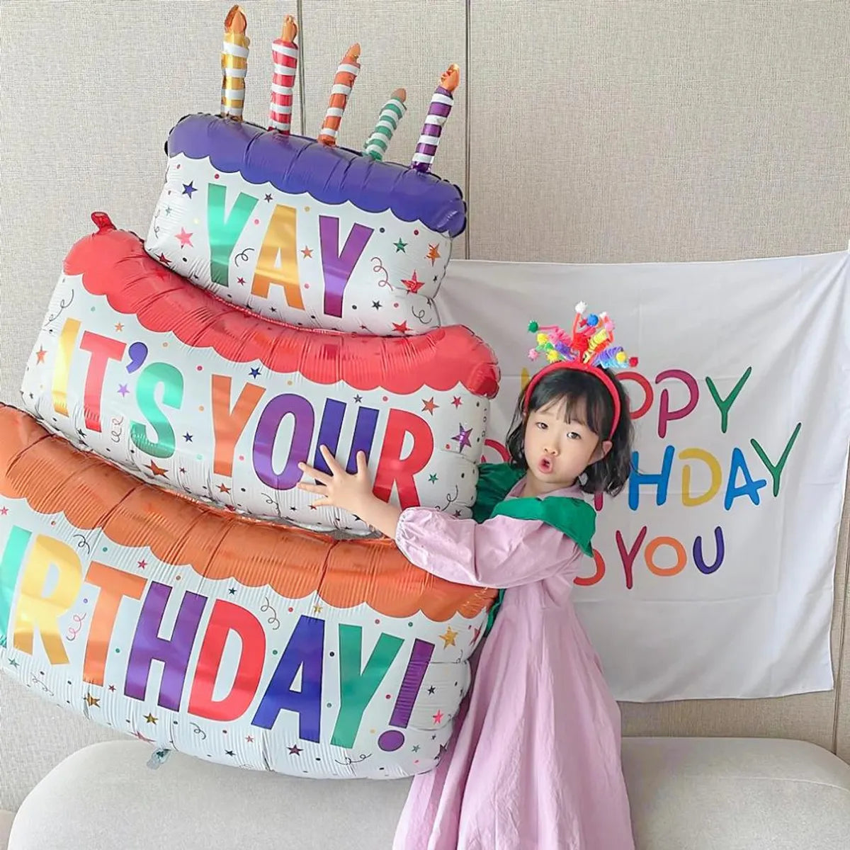 Birthday Cartoon Style Cute Exaggerated Cake Aluminum Film Indoor Outdoor Party Balloons