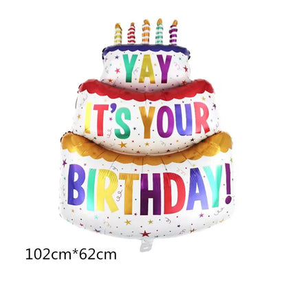 Birthday Cartoon Style Cute Exaggerated Cake Aluminum Film Indoor Outdoor Party Balloons