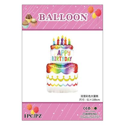 Birthday Cartoon Style Cute Letter Bear Cake Aluminum Film Indoor Party Balloons