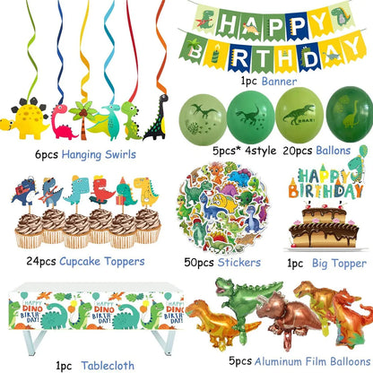 Birthday Cute Cartoon Letter Dinosaur Paper Party Hanging Ornaments Banner Balloons