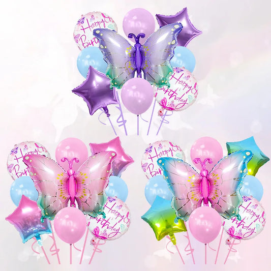 Birthday Cute Modern Style Letter Star Butterfly Aluminum Film Party Birthday Festival Balloons