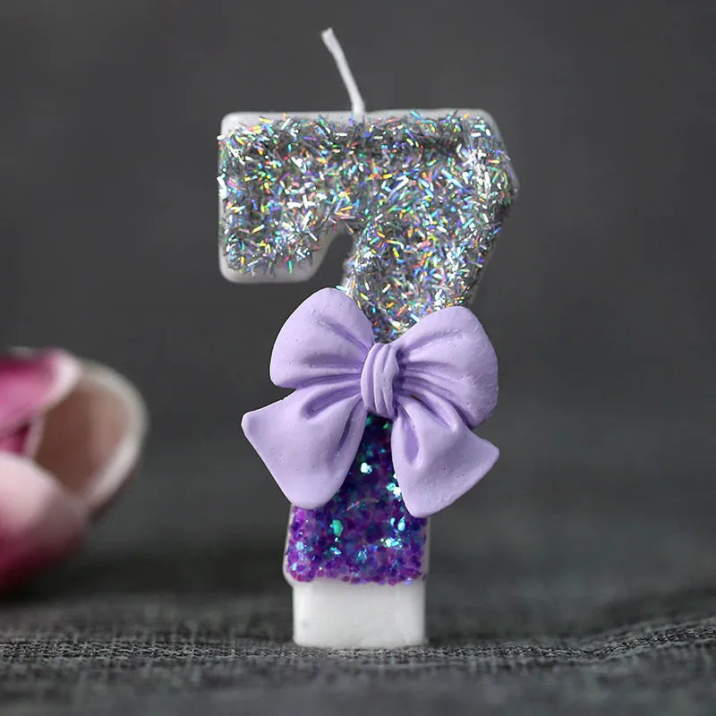 Birthday Cute Sweet Number Bow Knot Paraffin Party Birthday Candle