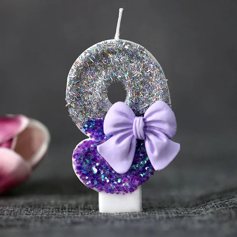 Birthday Cute Sweet Number Bow Knot Paraffin Party Birthday Candle