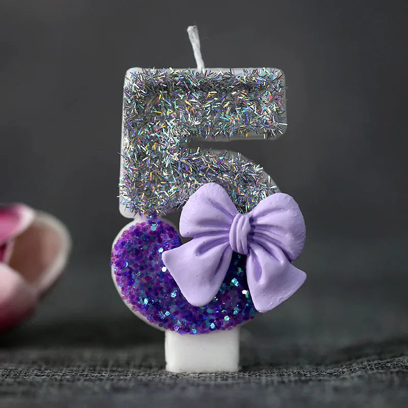 Birthday Cute Sweet Number Bow Knot Paraffin Party Birthday Candle