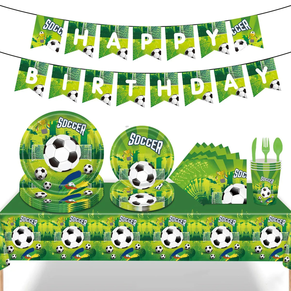 Birthday Letter Football Paper Party Flag Tableware