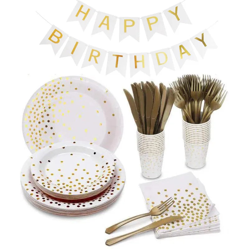 Birthday Round Dots Paper Party Tableware 1 Set