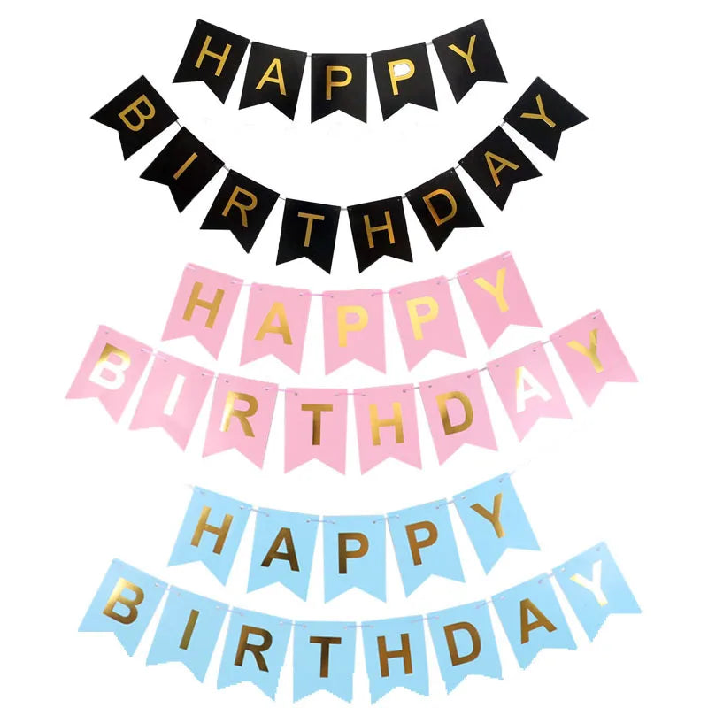 Birthday Simple Style Classic Style Letter Paper Birthday Hanging Flag