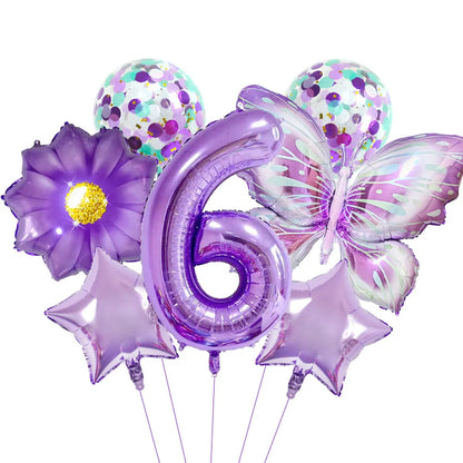 Birthday Simple Style Classic Style Number Butterfly Aluminum Film Festival Balloons