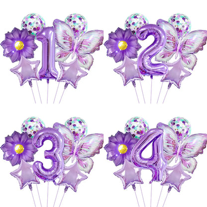 Birthday Simple Style Classic Style Number Butterfly Aluminum Film Festival Balloons