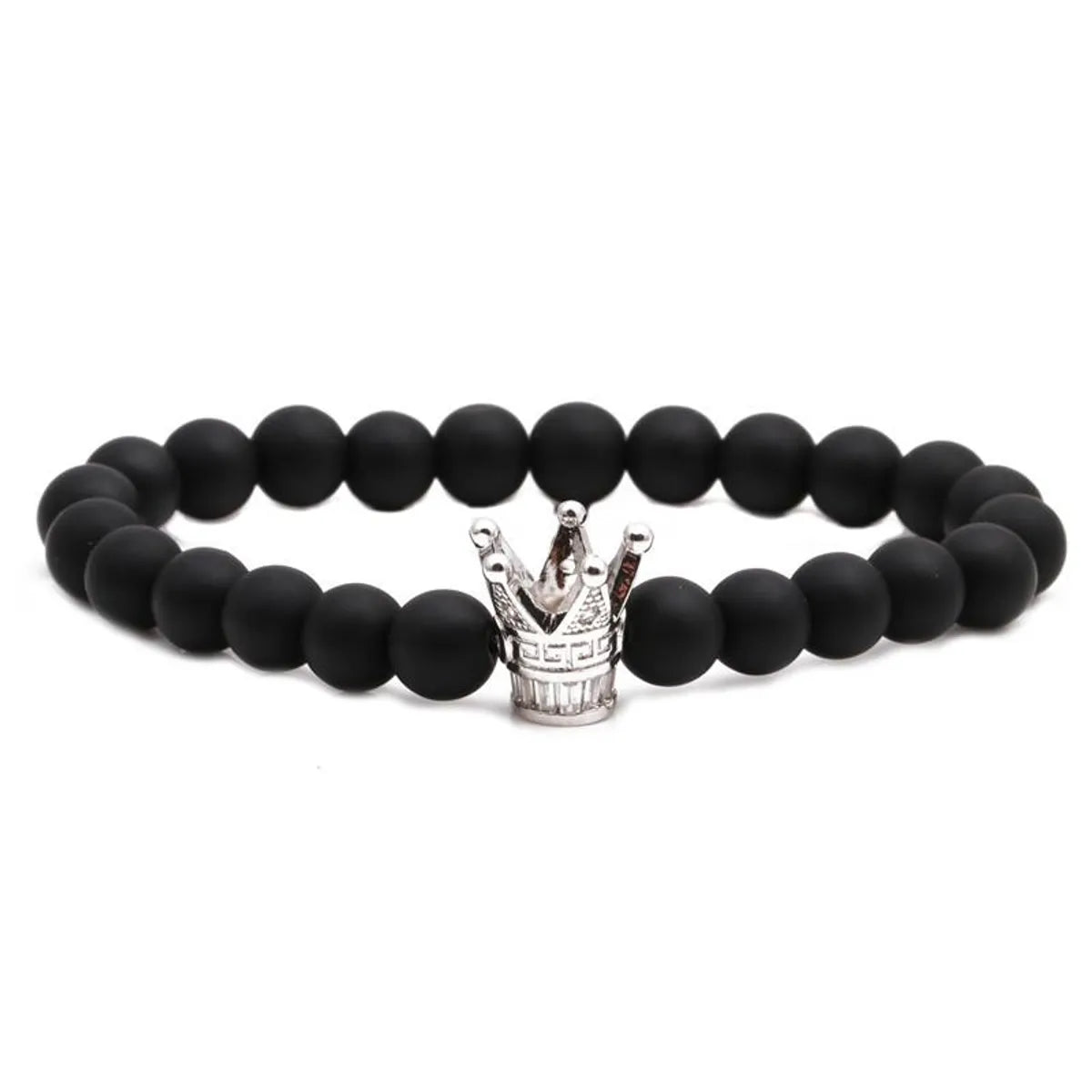 Black Frosted Bead Diy Crown Bracelet White Turquoise Crown Men&#39;s Bracelet