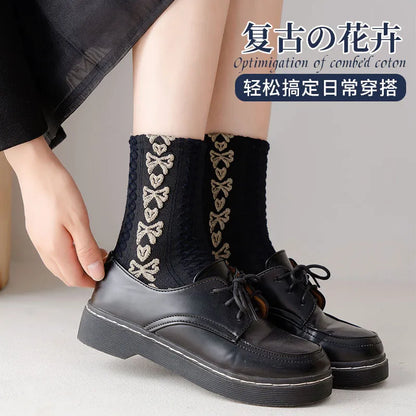 Black Tube Socks Ins Butterfly Retro Socks