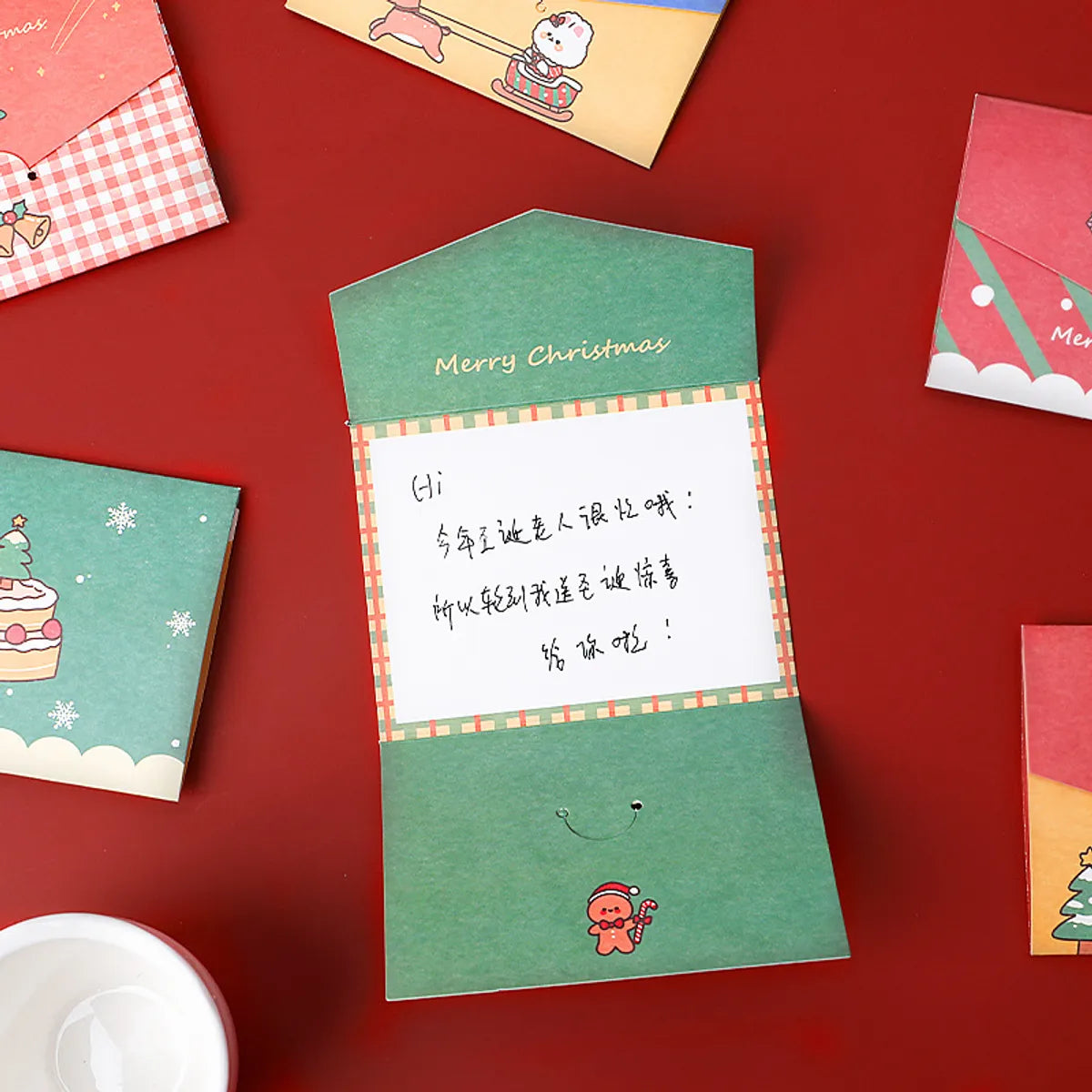 Blessing Diy Folding Message Cartoon Christmas Series Greeting Card