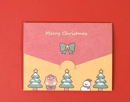 Blessing Diy Folding Message Cartoon Christmas Series Greeting Card