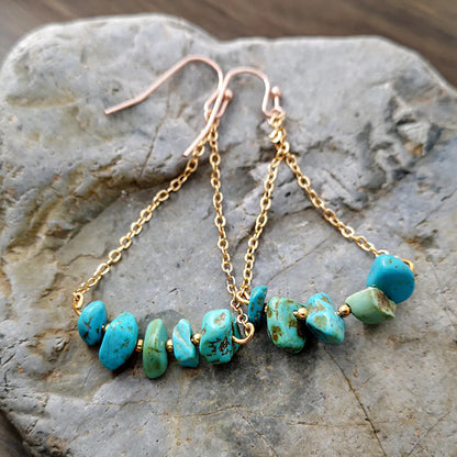 Blue Pine Gravel Earrings Simple Korean Version Of Natural Stone Bohemian Ear Jewelry