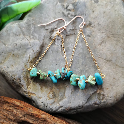 Blue Pine Gravel Earrings Simple Korean Version Of Natural Stone Bohemian Ear Jewelry