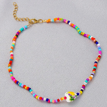 Bohemia Geometric Clashing Color Beaded Heart Necklace Wholesale Gooddiy