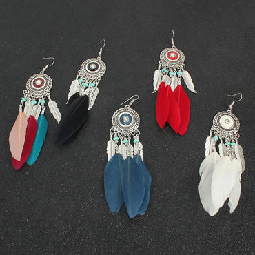 Bohemian Alloy Feather Earrings