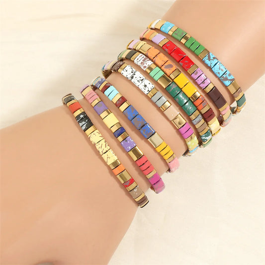 Bohemian Beach Square Copper 18k Gold Plated Bracelets In Bulk